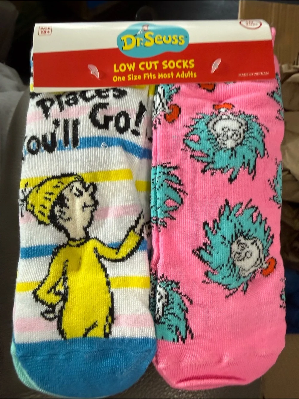 Dr. Seuss Pink & Turquoise Character Low Cut Socks - Yellow, Blue Accents